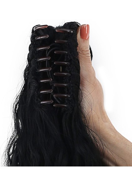 Tokalı Kabarık Dalgalı At Kuyruğu / Siyah indirimleri