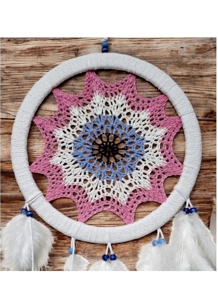 Pembe Nazar Motifli Kuş Tüylü Duvar Süsü fırsatları