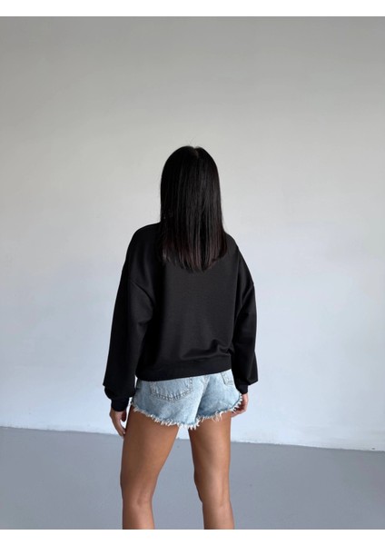 2 Iplik Bisiklet Yaka Sweat Siyah F2339 modelleri