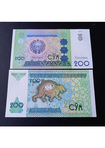 3996368F819367E612 1997 Özbekistan 200 Som Çil Eski Yabancı Kağıt Para