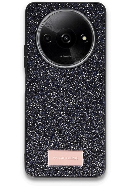 Xiaomi Redmi A3 4g Uyumlu Kılıf Parlak Taş ve Sim Işlemeli Kamera Çıkıntılı Sert Silikon Kapak