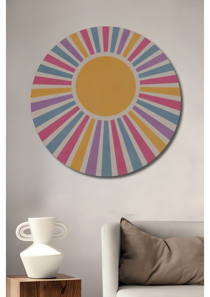 Renkli Güneş Soyut Ahşap Mdf Dekoratif Ev/işyeri Duvar Tablo Yuvarlak Ev/işyeri Duvar Tablo