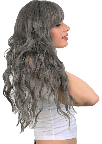 Perçemli Uzun Su Dalgası Fiber Sentetik Peruk/ Koyu Gri fırsatları