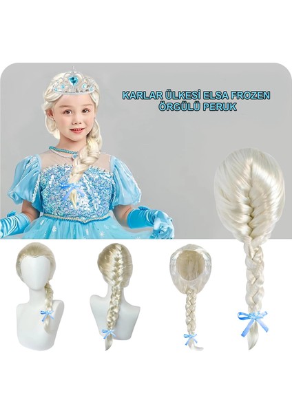 Platin Altın Dore Renk Karlar Ülkesi Elsa Frozen Peruğu Çocuk Boy