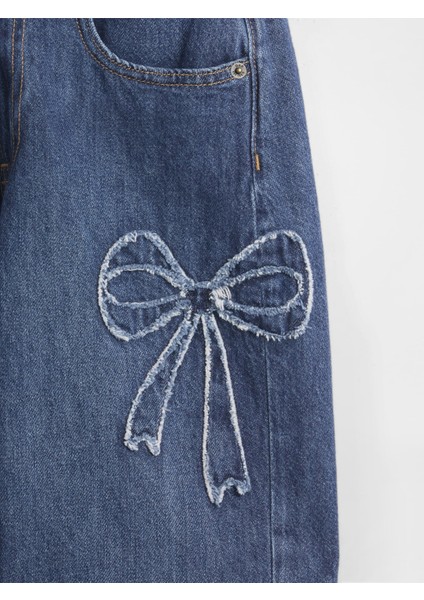 Kız Çocuk Mavi Low Rise Stride Wide-Leg Jean Pantolon fiyatları