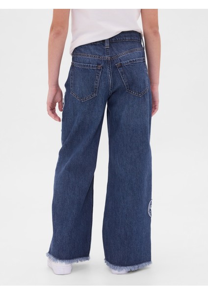 Kız Çocuk Mavi Low Rise Stride Wide-Leg Jean Pantolon modelleri