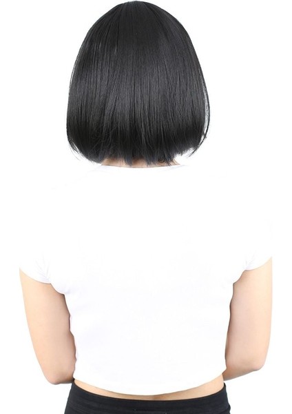 Küt Kahküllü Fiber Sentetik Peruk / Siyah fırsatları