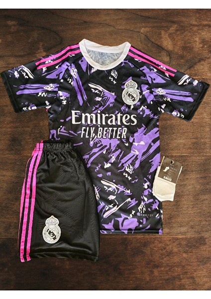 'real'madrid' Mbappe 9 Özel Tasarım Çocuk Futbol Forması 3'lü Takım (Mor) fırsatları