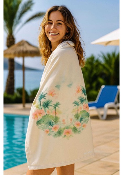 Unisex Desenli Baskılı Deniz Plaj Havlusu Palmiye 70X140 cm