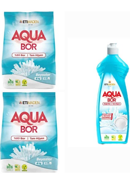 Doğal Mineralli Beyazlar Için Çamaşır Deterjan 6 kg 2 Adet+Elde Yıkama Bulaşık Deterjan.