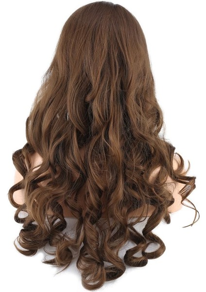 Dalgalı Perçemli Uzun Fiber Sentetik Peruk / Koyu Kumral indirimleri