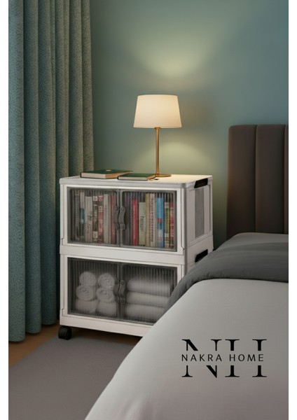 2'li Katlanır Portatif Tekerlekli Organizer Dolap – Çok Amaçlı Mıknatıslı Kapaklı fiyatları