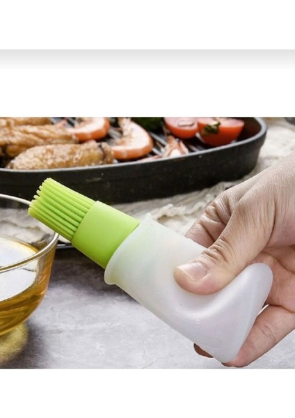 Pompalı Silikonlu Yağ Fırçası Yağdanlık Yucarlak Uçlu Silikon Fırça
