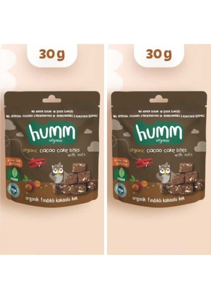 Organik Glutensiz Vegan Kakaolu ve Fındıklı Kek - 30G* 2 Adet