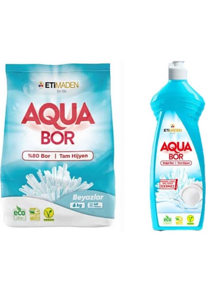 Doğal Mineralli Beyazlar Için Çamaşır Deterjanı 6 kg + 1 Adet Elde Yıkama Bulaşık Deterjan.