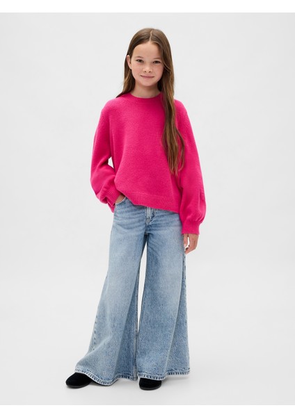 Kız Çocuk Pembe Cashsoft Bisiklet Yaka Kazak modelleri