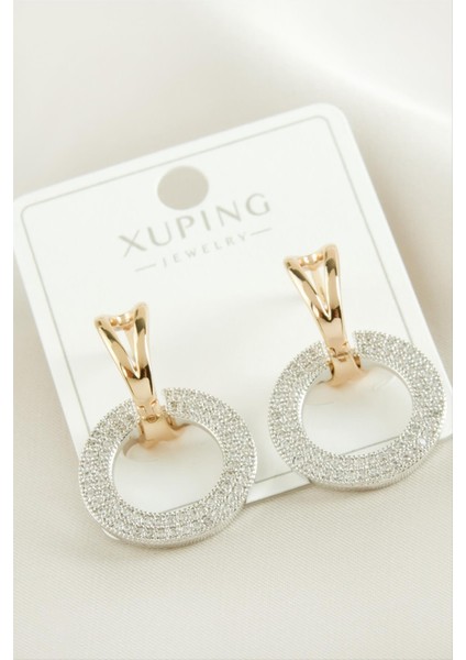 Techmrt Xuping Halka Lüks Çelik Küpe-Sarı