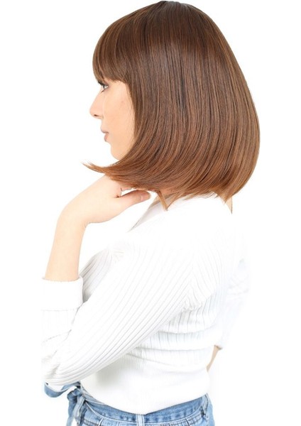 Küt Kahküllü Fiber Sentetik Peruk / Kahve Karamel modelleri