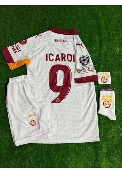 G/âla/tâsa/rây 5 Yıldızlı 2026 //mâ.u.ro /i'c'â'r'd'î/ 9 Deplasman Beyaz Çocuk Forması Li Set