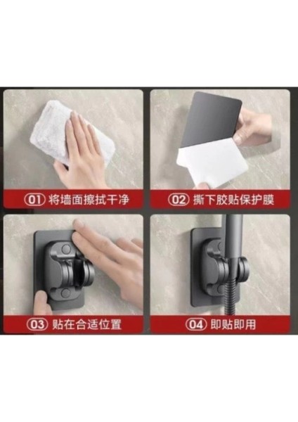 Yapışkanlı Duş Başlığı Tutucu Ayarlı Siyah fiyatları