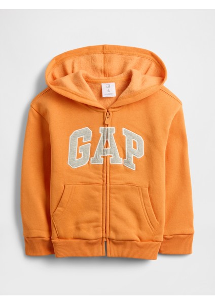 Erkek Bebek Turuncu Relaxed Gap Logo Kapüşonlu Ceket
