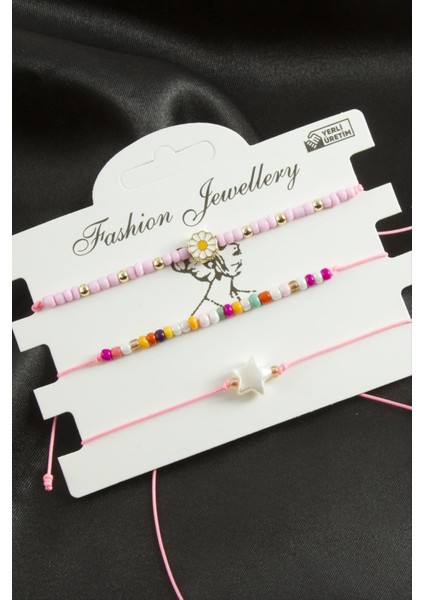 Techmrt 3 Adet Papatya Mineli Kum Boncuk Bileklik-Pembe fiyatları