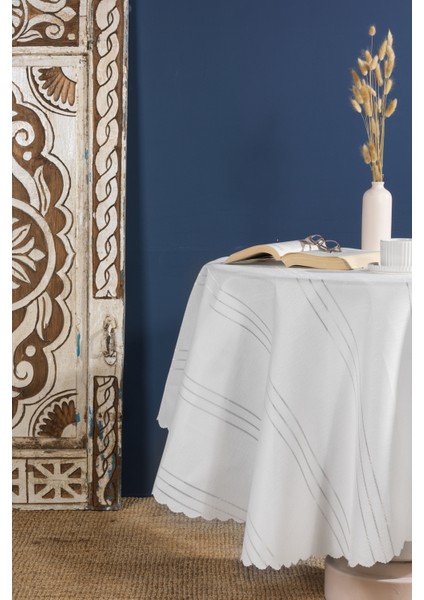 Dream Masa Örtüsü Dertsiz Yuvarlak Krem (160X160 Cm)