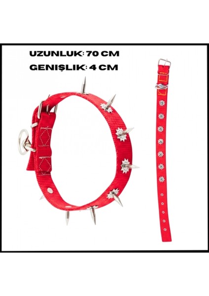 Uyguna-Yakala Kırmızı 4*70 cm Dokuma Çivili Köpek Boyun TASMASI-SMA.559