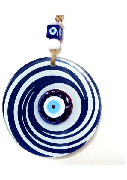 Nazar Boncuklu Lacivert ve Beyaz Renkli Füzyon Cam Duvar Süsü fiyatları