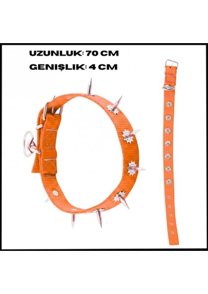 Uyguna-Yakala Turuncu 4*70 cm Dokuma Çivili Köpek Boyun TASMASI-SMA.561