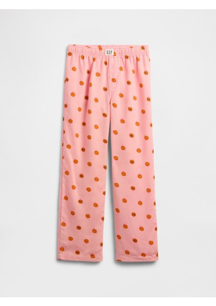 Kız Çocuk Açık Pembe %100 Geri Dönüştürülmüş Flannel Pijama Altı