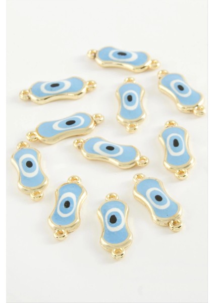 Oval Nazar Çift Kulplu Mineli Bileklik ve Kolye Ucu Aparatı 1 Adet