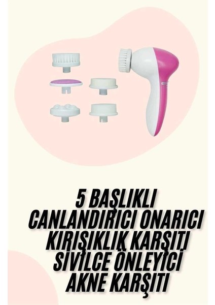 5 Başlıklı Titreşimli Cilt Temizleme Seti Canlandırıcı ve Onarıcı