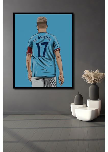 Çerçeve Görünümlü De Bruyne Futbolcu Dekoratif Ahşap Mdf Ev Duvar Tablo Dikdörtgen Ev Duvar Tablo