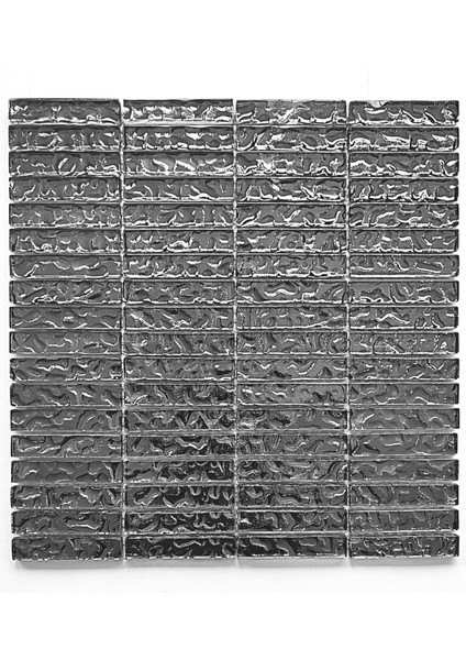 Mutfak Tezgah Arası Banyo ve Iç Dekorasyonda Tüm Yüzeyler Için 15X73MM Antrasit Gümüş Krom, 30X30CM. Fileli Kristal Mozaik ( 1 M2 Fiyatıdır )