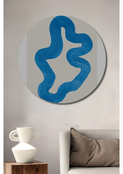 Soyut Mavi Dalga Ahşap Mdf Dekoratif Ev/işyeri Duvar Tablo Yuvarlak Ev/işyeri Duvar Tablo