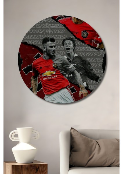 Özgün Futbol Tutkusu Dekoratif Ahşap Mdf Ev/işyeri Duvar Tablo Yuvarlak Ev/işyeri Duvar Tablo