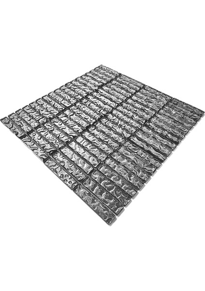 Mutfak Tezgah Arası Banyo ve Iç Dekorasyonda Tüm Yüzeyler Için 15X73MM Antrasit Gümüş Krom, 30X30CM. Fileli Kristal Mozaik ( 1 M2 Fiyatıdır ) indirimleri
