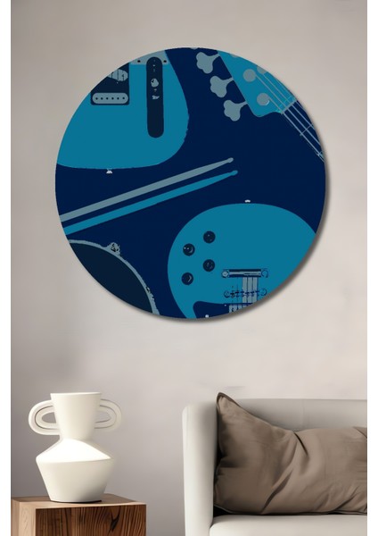 Müzik Temalı Dekoratif Ahşap Mdf Ev/işyeri Duvar Tablo Yuvarlak Ev/işyeri Duvar Tablo