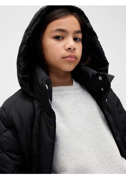 Kız Çocuk Siyah Kıvrımlı Şişme Mont fiyatları