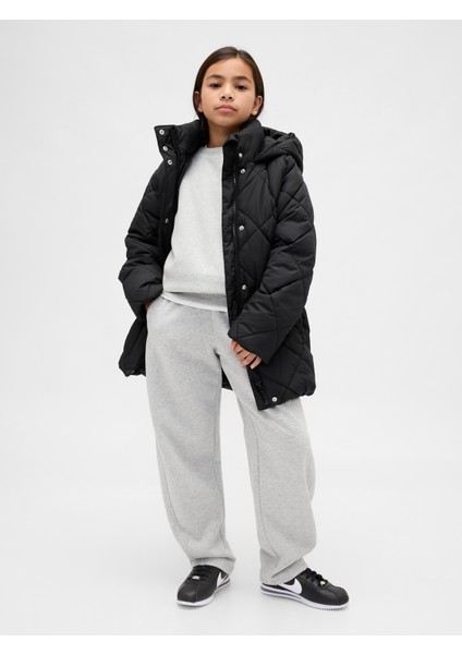 Kız Çocuk Siyah Kıvrımlı Şişme Mont fırsatları