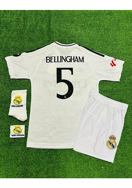 Real Madrid 2024/25 Yeni Sezon Jude Bellingham 5// Iç Saha Çocuk Forması 4'lü (Armalı Set)