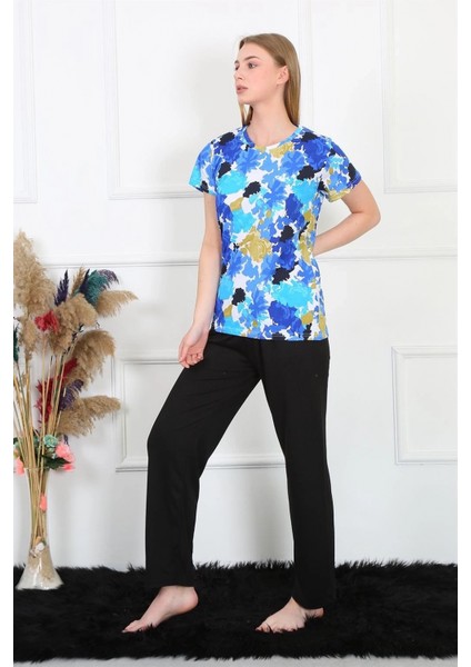 Kadın Penye Kısa Kol Pijama Takım Saks