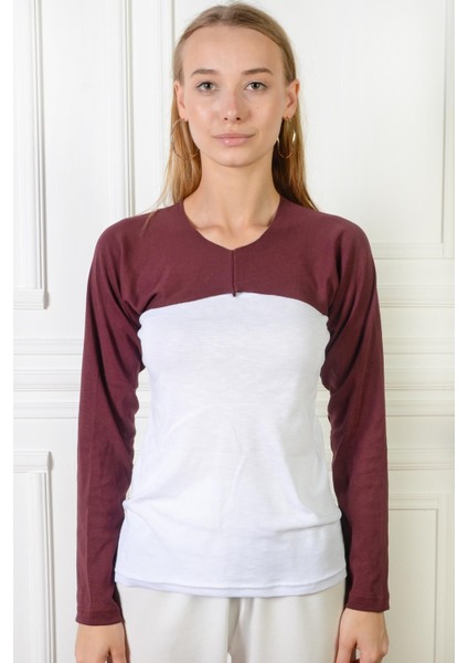 Kadın Tesettür Içe Giyilen Uzun Kol Mürdüm Bolero MCPMBL25304 fiyatları