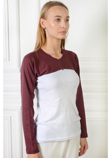 Kadın Tesettür Içe Giyilen Uzun Kol Mürdüm Bolero MCPMBL25304 modelleri