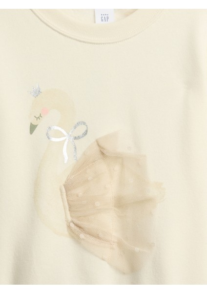 Kız Bebek Kırık Beyaz Oversized Grafik Sweatshirt fiyatları