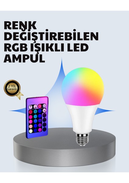 2025 Rgb LED Ampul Uzaktan Kumandalı 16 Renkli Lamba