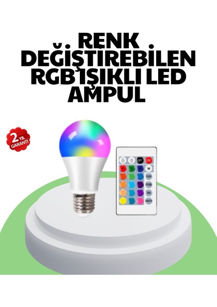 2025 Rgb LED Ampul Uzaktan Kumandalı Renkli Işık