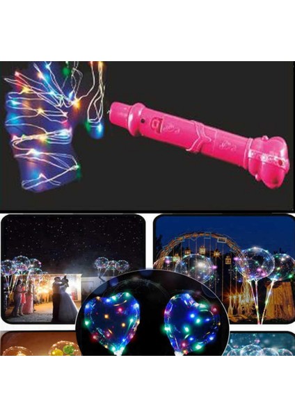 LED Işık Rengarenk Balon ve Dekorasyon Için Pembe Asalı Pk:1