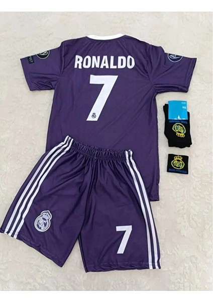 R.e.a.l M.a.d.r.i.d 2017 Cardiff Şampiyonlar Ligi Cristiano Ronaldo Çocuk Forması 4'lü Set (Armalı)